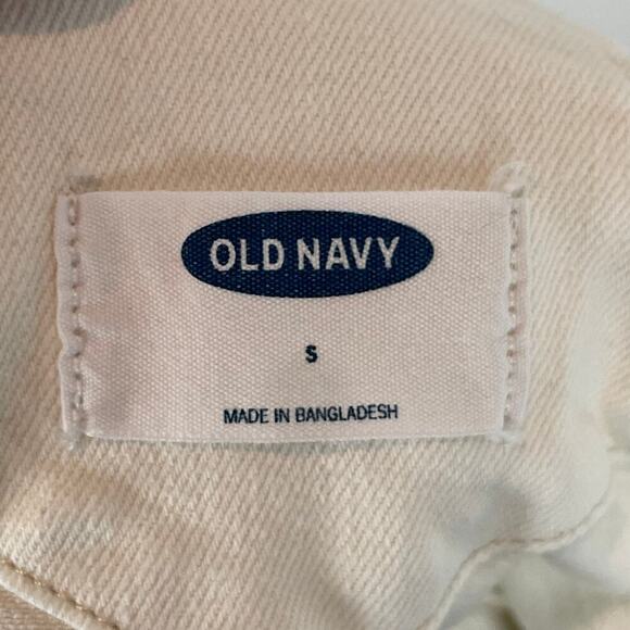 Old Navy cream denim short bib overalls shortalls size small - Picture 7 of 8